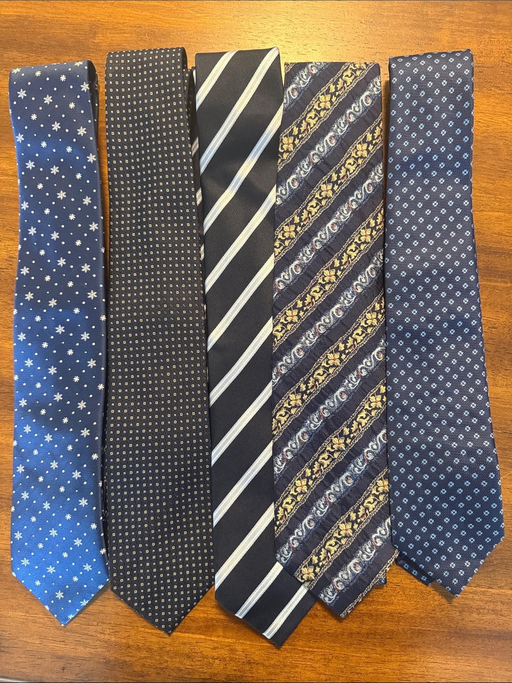 Men's Classic Navy Patterned Necktie Collection - Blue Variants